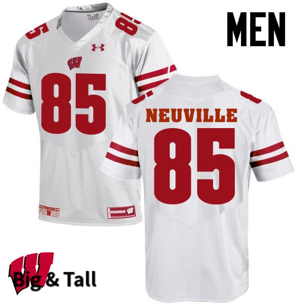 Wisconsin Badgers Men's #85 Zander Neuville NCAA Under Armour Authentic White Big & Tall College Stitched Football Jersey IU40H71HO